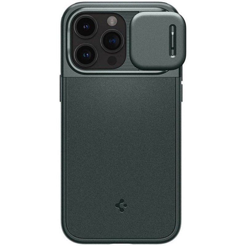 Spigen marka Apple iPhone 15 Pro Max Optik Armor MagFit Abyss kılıfı, Yeşil.