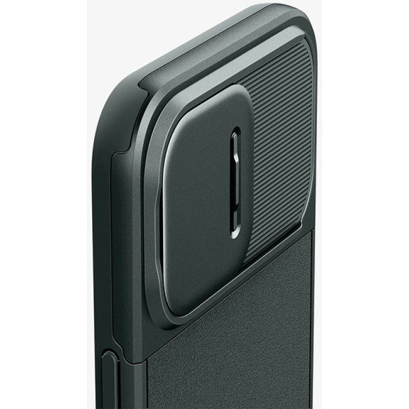 Spigen marka Apple iPhone 15 Pro Max Optik Armor MagFit Abyss kılıfı, Yeşil.
