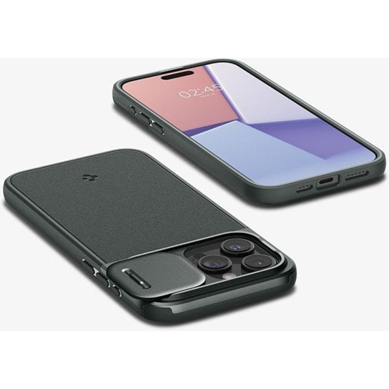 Spigen marka Apple iPhone 15 Pro Max Optik Armor MagFit Abyss kılıfı, Yeşil.